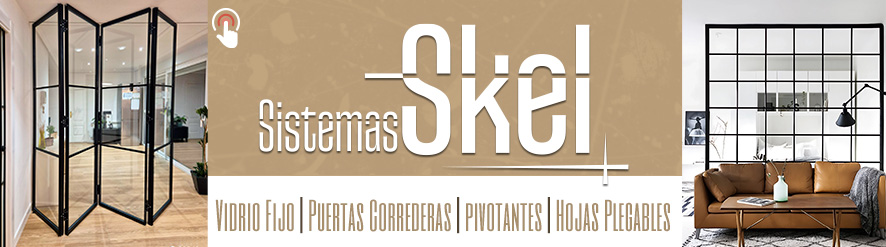 Skel puertas de vidrio con marco negro