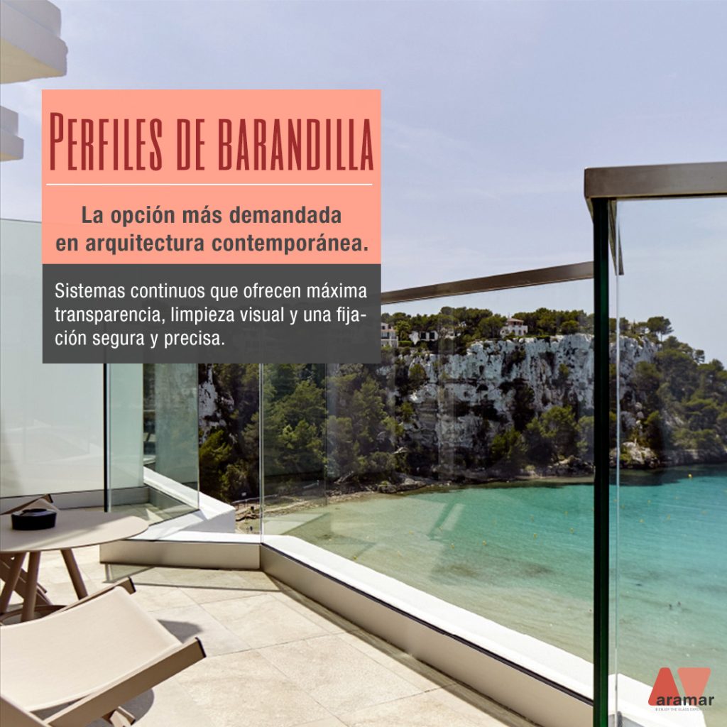 perfil de barandilla de vidrio