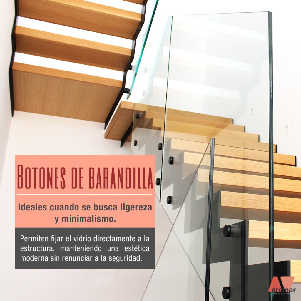 botón de barandilla de vidrio